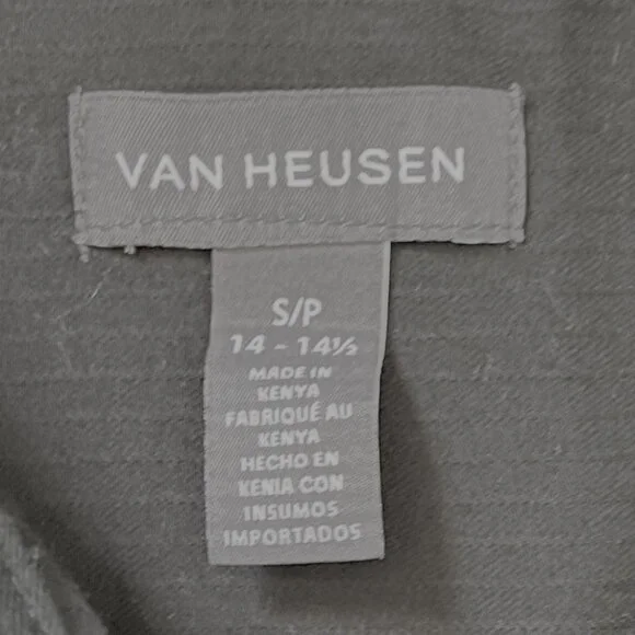 🧡3/15 Van Heusen Black Cotton Blend Button Down Shirt Men's S/P 14-141/2 - Picture 7 of 10